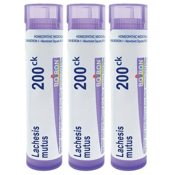 Boiron Lachesis Mutus 200CK, Homeopathic Medicine for Colds With Yellow Nasal Discharge, 80 Pellets, 3 Count (3 x 80 Pellets)