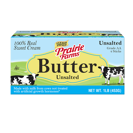 Prairie Farms Unsalted Quarter Butter Sticks, 16 oz 4 Count