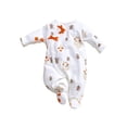 thumbnail image 2 of Hansber Infant Baby Girls Boys One Piece Romper Footed Jumpsuit Button Short Long Sleeve Bodysuit White 66, 2 of 5