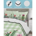 thumbnail image 4 of Quilts Full Size Bedding Set, Cactus Tropical Watercolor Lightweight Quilted Comforter, Sage Green Plaid Summer Soft Reversible Bedspread Coverlet with Pillow Covers for All Season, 78" x 90", 4 of 7