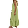 thumbnail image 3 of Aellinatey Women's Cotton Dress Linen Sleeveless Tiered Ruffle Maxi Long, 3 of 9