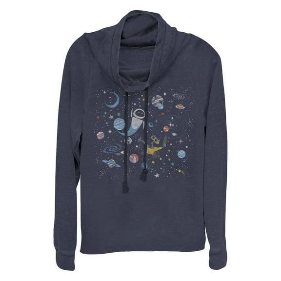 Junior's Wall-E Stars and Planets  Cowl Neck Sweatshirt