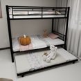 thumbnail image 3 of Twin over Twin Bunk Bed with Trundle,Heavy Duty Metal Bed Frame with Sturdy Guardrail for Kids/Adults,Noise Reduced,Black, 3 of 6