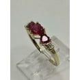 thumbnail image 5 of Sparkle Jewels Engagement Heart Cut Red Ruby Ring 14K Yellow Gold Plated Silver, 5 of 5