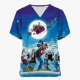 thumbnail image 3 of Camiseta de enfermera de uniforme de mujer para trabajo de enfermería, camiseta de Disney Mickey Mouse con estampado navideño de feliz Navidad, manga corta, cuello en V, patrón divertido festivo, 3 of 5