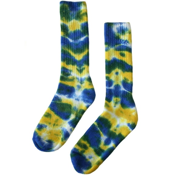 Tie Dye Women's Royal Blue/Gold Crew Socks (9/11)