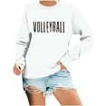 thumbnail image 2 of QUNYINEY White Womens Sweatshirts Long Sleeve Crew Neck Volleyball Mom Casual Tops Loose Drop Shoulder Pullover Sweatshirts, 2 of 4