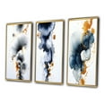thumbnail image 3 of Designart "Miracle Abstract Ink Cloud with a Touch of Gold VI" Abstract Painting Framed Wall Art Set Of 3 - Blue Modern Frame Gallery Wall Set For Home Decor, 3 of 6