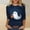 Navy, variant on Women Halloween Ghost Pumpkin Bat All Over Print Crew Neck 3/4 Sleeve Casual T-Shirt Navy L