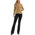 thumbnail image 2 of INSPIRE CHIC Women's Faux Suede Blazer Long Sleeve Lapel Collar Button Jacket S Khaki, 2 of 6