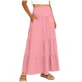 thumbnail image 5 of GUACER Women's High Waisted Tiered Maxi Skirt with Pockets Boho A-Line Flowy Long Skirt Lightweight Summer Swing Skirts, 5 of 8