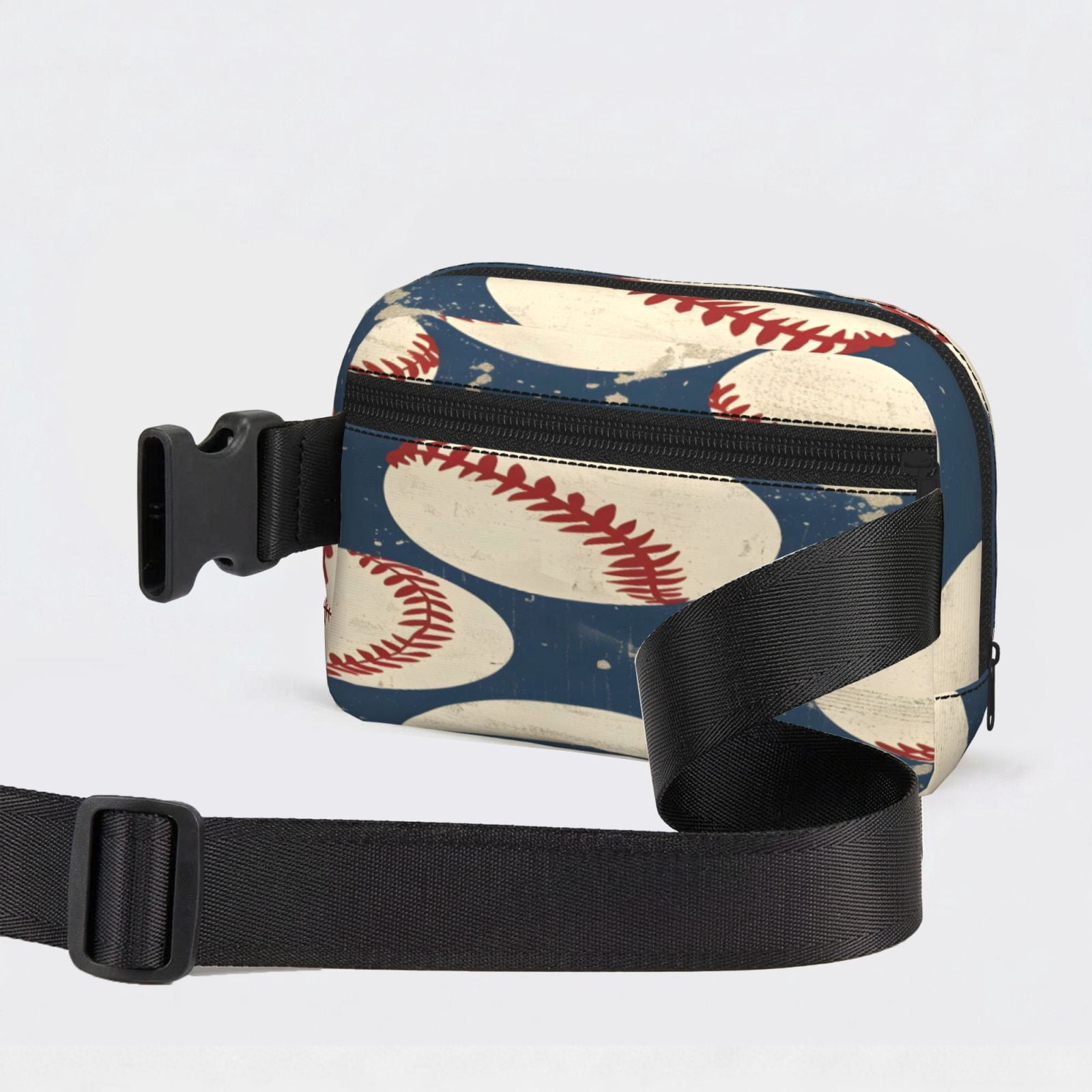 Unisex Square Waist Bag Stylish Backpack For Hiking Running Fitness Workouts Shopping And Travel Vintage Baseball Theme