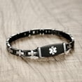 thumbnail image 2 of LinnaLove 7 1/2 in Lady Medical Alert id Bracelets-Black Stainless steel Medical bracelets for women coumadin bracelets, 2 of 7