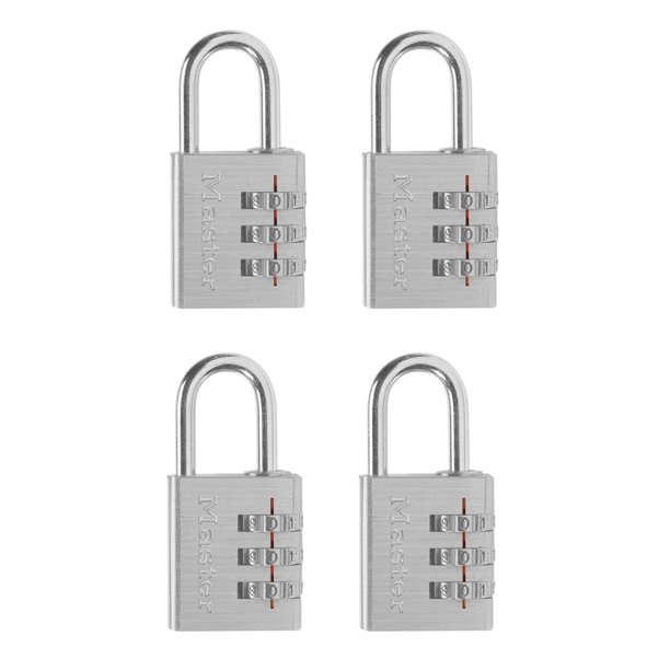 Combination Lock Master Lock Set Your Own, aluminio de 30 mm, paquete de 4
