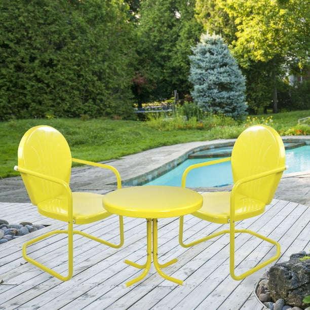 Northlight 3 Piece Retro Metal Tulip Chairs and Side Table Outdoor
