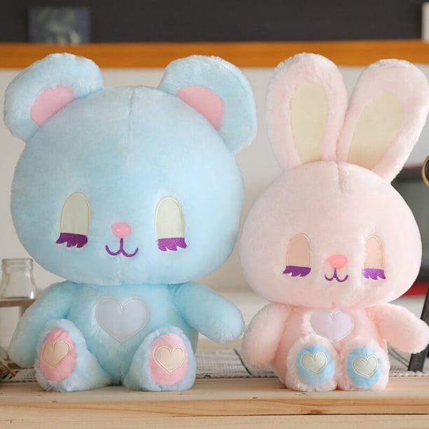 45/55cm Cute Sleeping Bear And Rabbit Plush Toy Stuffed Soft Kawaii Cartoon Animal Dolls Birthday Gifts for Kids Children Girls zhangmengya LED