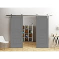 thumbnail image 3 of Modern Double Barn Door 72" x 80" inches / Mela 7001 Painted Grey / 13FT Silver Rail Track Set / Solid Panel Interior Doors, 3 of 5