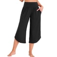 thumbnail image 1 of Pantalones de yoga de pierna ancha para mujer INSPIRE CHIC con bolsillos, pantalones cortos casuales para entrenamiento, talla XS, color negro, 1 of 6