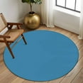 thumbnail image 3 of Wave Ride Round Rugs 5ft, Farmhouse Solid Blue Color Modern Art Non Slip Washable Rug Runner, Low Pile Indoor Floor Carpet Mat Bathroom Rugs for Living Room, Bedroom, Kids Room, 3 of 9