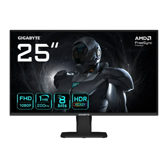 Gigabyte - GIGABYTE GS25F2 25" FHD Gaming Monitor - 1920 x 1080, 200Hz, 1ms, 300 cd/m², Display HDR 10, HDMI 2.0, Displayport 1.4
