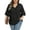 Black, variant on Womens Plus Size Tops 3/4 Ruffle Layered Sleeve V Neck Pleated Tee Shirts Basic Loose Fit Soft Summer Tunic Blouse 1X-5X