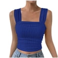 thumbnail image 4 of DuoJiaJ Womens Y2K Crop Top, Square Neck Sleeveless Solid Color Vest Blue S, 4 of 7