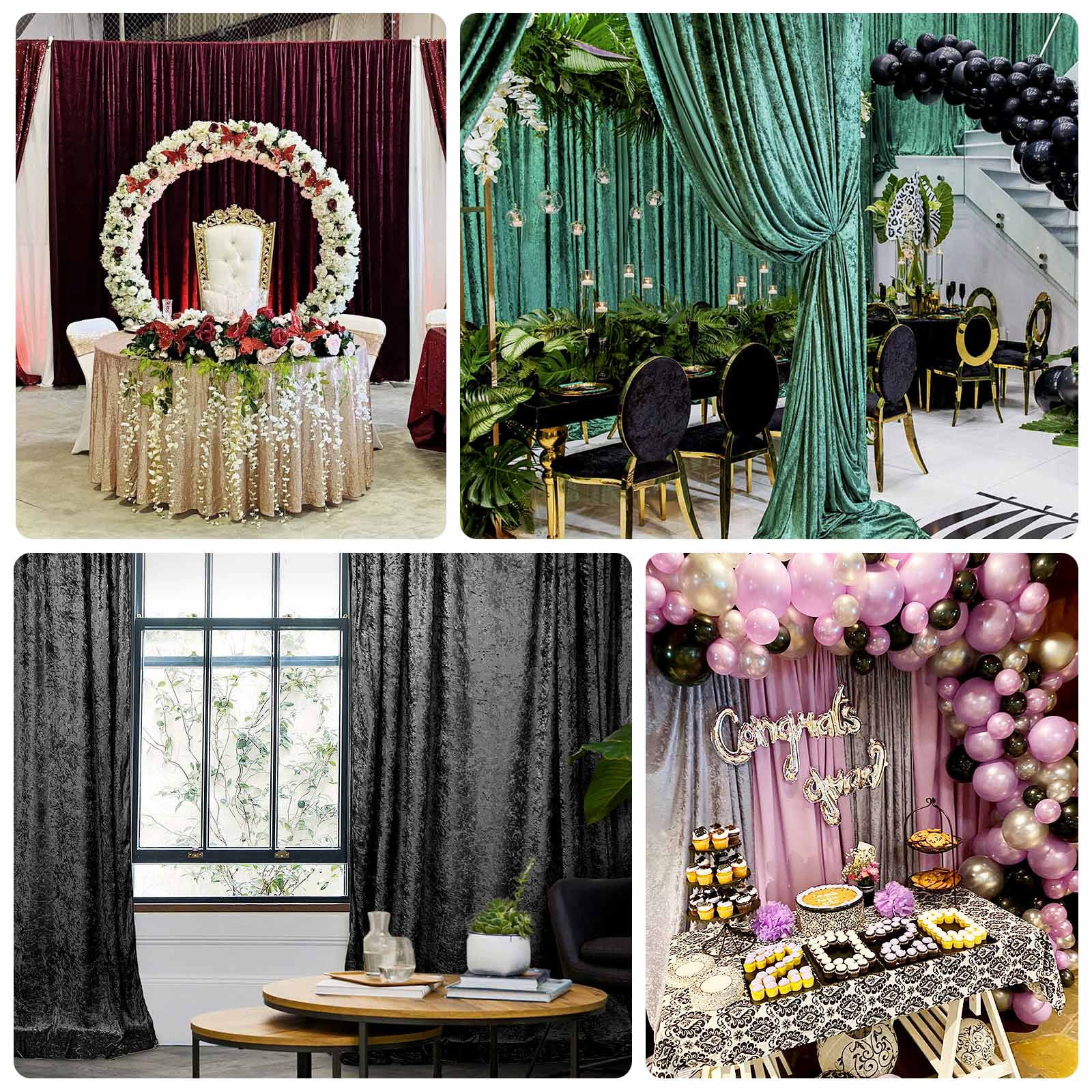 Efavormart Gold Premium Smooth Velvet Divider Backdrop Curtain Panel, Privacy Photo Booth Event Drapes with Rod Pocket - 5ftx12ft