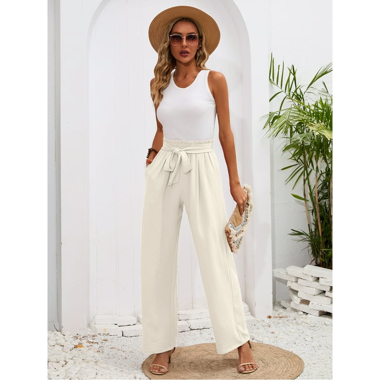 パンツ Amiur compact high waist pants Compact Stretch Essential Tailored High Waist Wide Leg Pants
