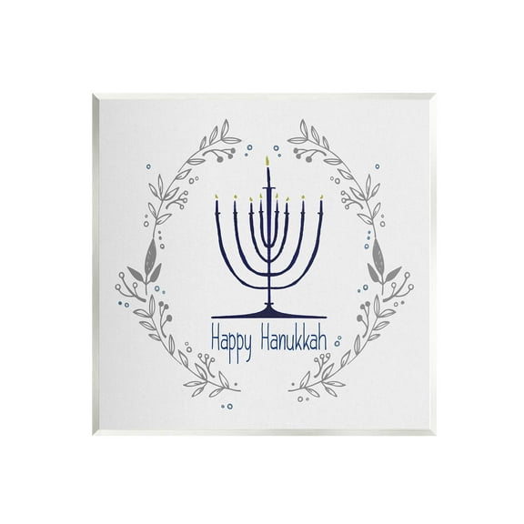Stupell Industries Happy Hanukkah Botanical Wreath Graphic Art Unframed Art Print Wall Art, Design by Susan Jill
