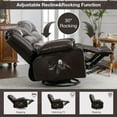 thumbnail image 4 of Manual Rocker Recliners, 360° Swivel Recliner Chair for Living Room, PU Leather Swivel Rocker Recliner with Massage and Heat, Home Theater Rocking Recliner with Cup Holder, Brown, 4 of 8