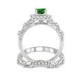 thumbnail image 2 of 1.50 Carat Princess cut Emerald and Diamond Halo Bridal Set in 14k White Gold affordable emerald and diamond engagement ring, 2 of 2