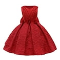 thumbnail image 3 of Huowey Girls Formal Dress Solid Color Sleeveless Round Neck Floral Embroidery Elegant Gowns Formal Party Wedding Dresses,Red,5-6 Years, 3 of 3
