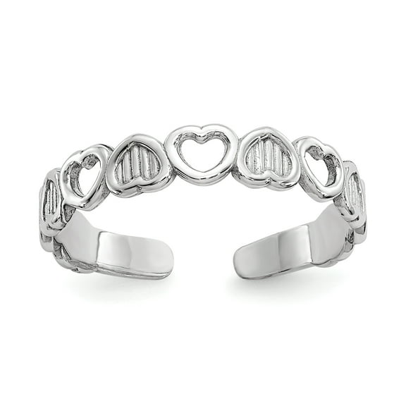 Beautiful 14k White Gold Polished Hearts Toe Ring