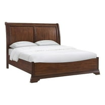 Pemberly Row Traditional Poplar Wood King Bed in Cherry Finish