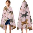 thumbnail image 3 of Dogs with Pioneer Flower Hooded Bath Towel，60"x35" for Ages 3 To 12 Kids, Quick Dry Lightweight Soft Microfiber Hood Beach Towel Cover Up for Kids, 3 of 7