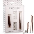 thumbnail image 1 of Frenchies Horquilla de pelo francesa con revestimiento de terciopelo, extra suave, para mujeres, extensiones de boda o peluca, 6 perlas + 6 cristales, 20 unidades (10 Lrg 10 Sm), color marrón, 1 of 5