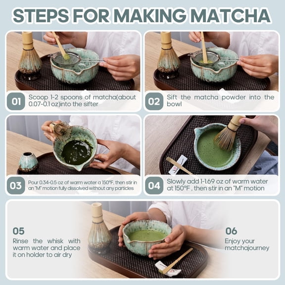 Matcha Whisk Set, Matcha Set Whisk And Bowl, 9 Pcs Matcha Kit Set(Rose Design), 18 OZ, Japanese Matcha Tea Set, Matcha Making Kit Gifts for Tea Lovers(Blue)$$Home Decor, Kitchen, & Other