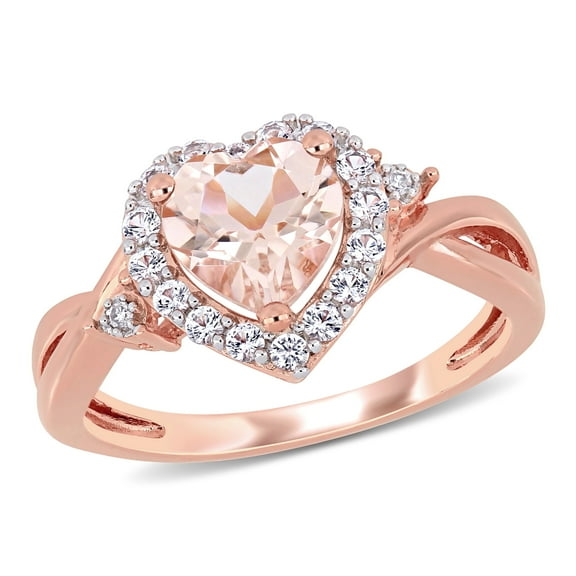 Everly Women's Created Sapphire and Morganite Rose Gold Plated Engagement Ring