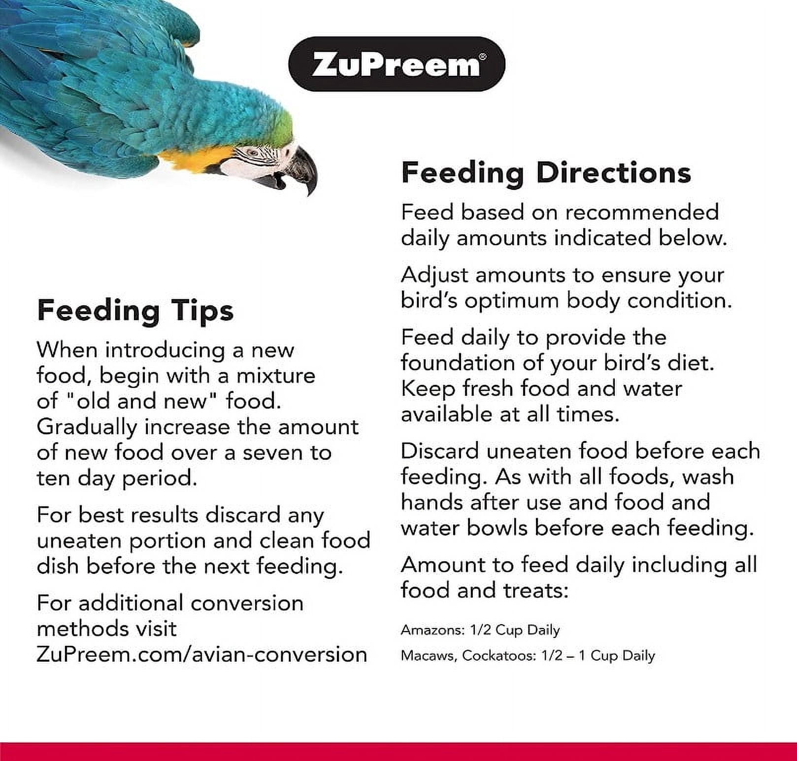 ZuPreem FruitBlend Flavor with Natural Flavors Bird Food for Large Birds [Bird Parrot Food, Bird Supplies] 3.5 lb