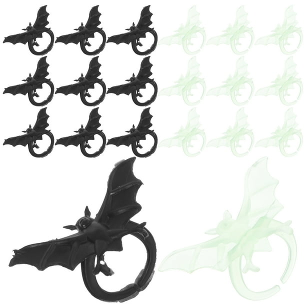 FELTECHELECTR 1 juego/50 anillos luminosos de murciélago de Halloween para dedo.