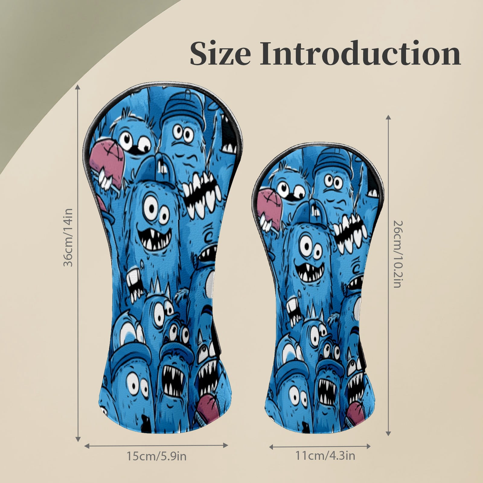 Golf Club Head Covers Funny Monster Premium Plush Velvet Lining, Waterproof Golf Headcovers Driver & Fairway Woods for Scratch Protection Novelty Gift for Men & Women