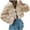 Beige, variant on Women's Faux Fur Cropped Jacket 2023 Clearance,Long Sleeve Zip Up Fluffy Fleece Outerwear Coats Plus Size Winter Warm Thick Hooded Jacket Trendy Short Tops S - 8XL