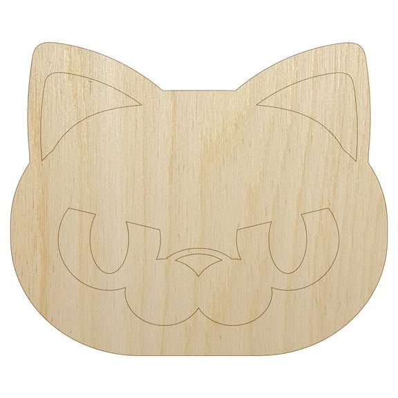 Round Cat Face Angry Wood Shape Unfinished Piece Cutout Craft DIY Projects - 4.70 Inch Size - 1/8 Inch Thick