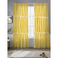 thumbnail image 3 of Yellow Striped Semi Sheer Curtains 108 Inch Length 2 Panels Set, Modern Geometric Abstract Retro Sheer Kitchen Curtain Privacy Voile Window Curtain for Living Room Bedroom Rod Pocket Drapes, 3 of 7