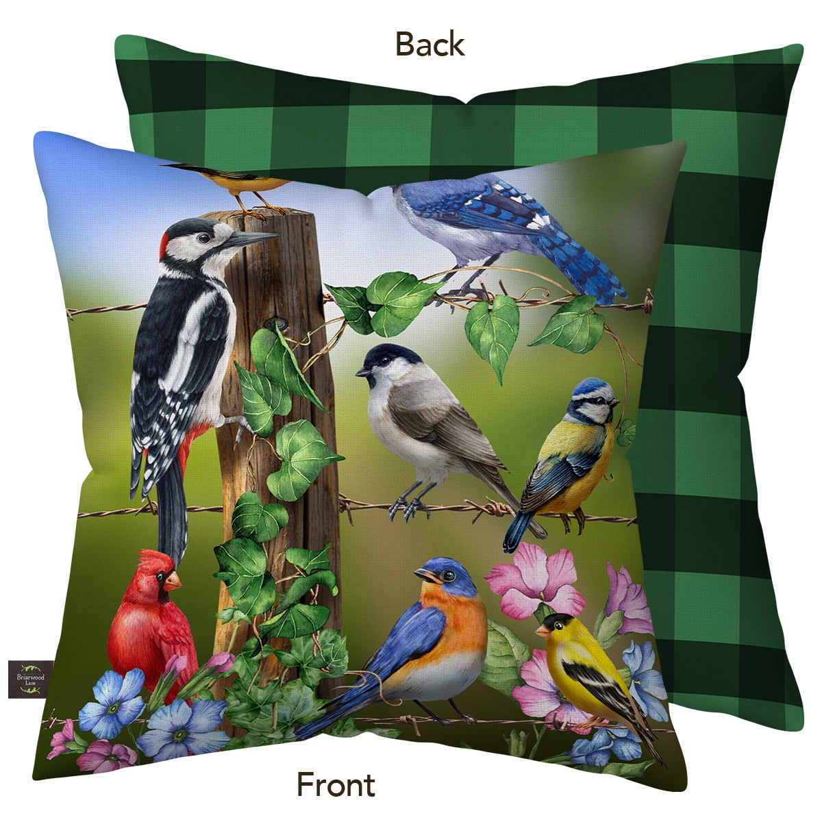 Briarwood Lane Spring Indoor/Outdoor Pillow 17x17 Country Birds For Spring Pillow