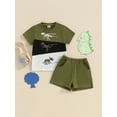 thumbnail image 2 of Suealasg Toddler Boys 2Pcs Summer Outfits Baby Boys Clothes Round Neck Short Sleeve Dinosaur Print Tops + Elastic Waist Shorts 0-3 Years, 2 of 9