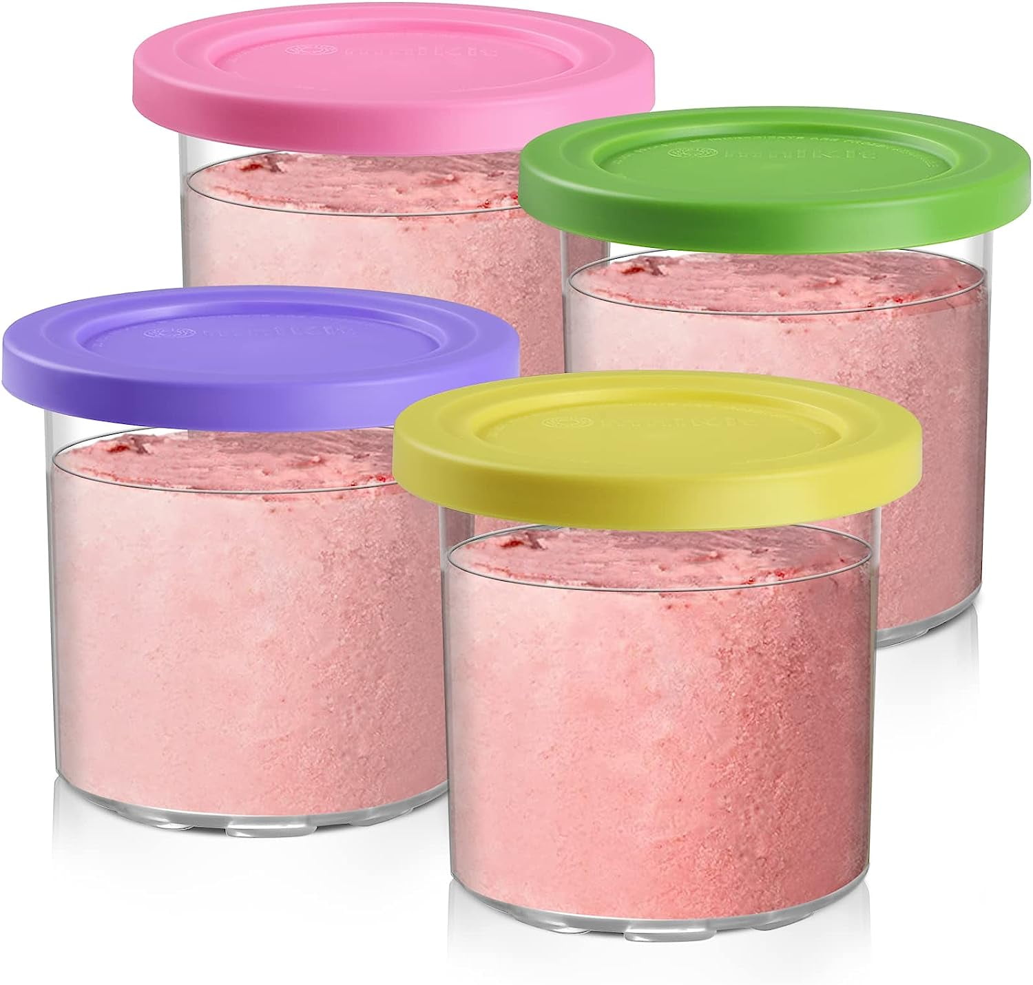  Creami Pints and Lids for Ninja - 4 pack, Creamy Icecream  Containers Cups Jars Tubs Canisters Set, Smoothie Pot Compatible with  NC299AMZ & NC300s Series Creamer Ice Cream Maker Machine Accessories