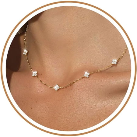 XC Dainty Silver Gold Necklaces for Women Trendy Non Tarnish 14K Gold Plated Cubic Zirconia Necklace Layered Cute Butterfly Heart Station Choker Necklace Stack for Wedding Prom Brides Jewelry