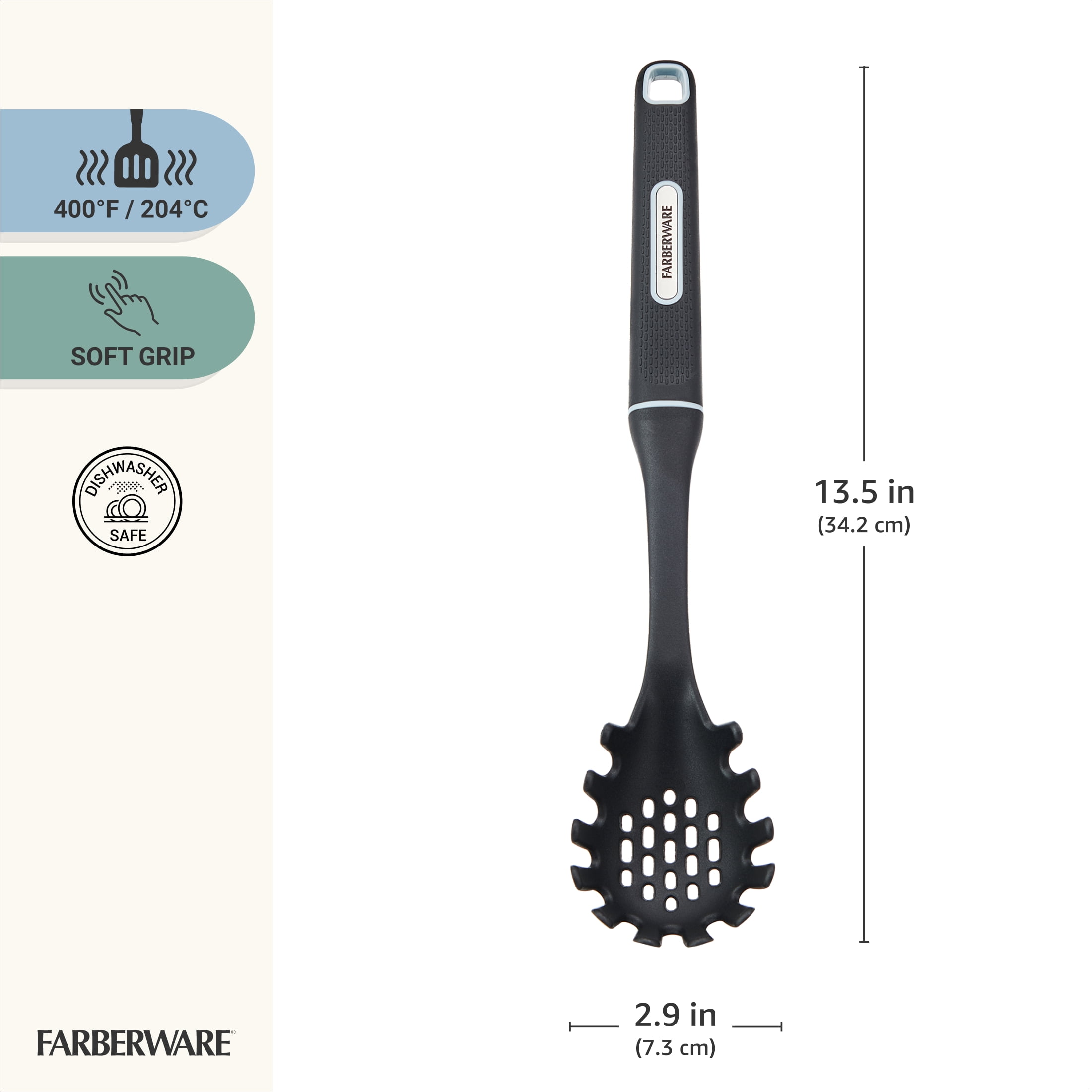 Farberware Soft Grips Nylon Kitchen Pasta Server Black