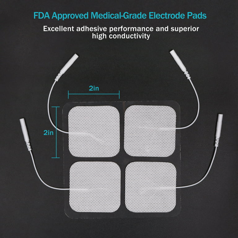 TENS Unit Pads, 40PCS Round Electrodes Pads, 1.25 Reusable Carbon  Electrotherapy Pads for EMS Muscle Stimulator, with 2.0 mm Pigtail  Connectors